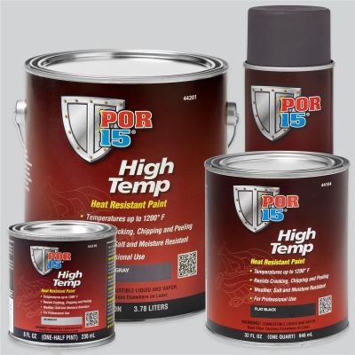 POI44116 image(0) - POR-15 INC 44116 Heat Resistant High Temperature Paint, 8 oz Can, Flat Black, Liquid, 4 hr Curing
