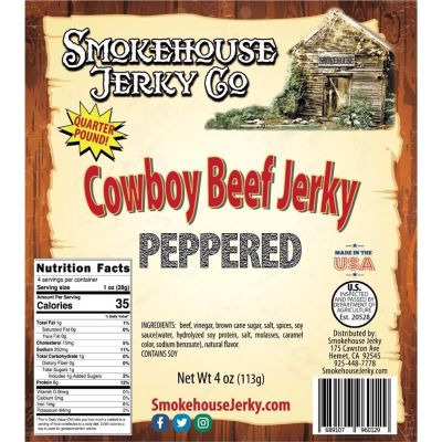 THS960129 image(0) - Tender Heifer Snack Co. Peppered Cowboy Cut Beef Jerky - 4 Ounce