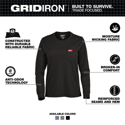 MLWF551B-S image(1) - Milwaukee Tool Womens GRIDIRON Pocket T-Shirt - Long Sleeve Black S