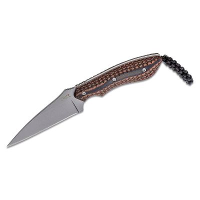 CRK2388 image(0) - CRKT (Columbia River Knife) S.P.E.W. (Small. Pocket. Everyday. Wharncliffe.) 5Cr15MoV Bead Blast Plain Blade Fixed Blade Knife with Sheath G10 Handle - Green/Black