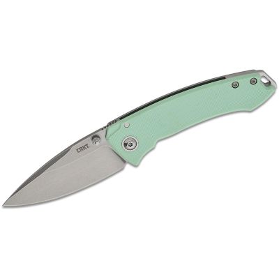 CRK2522B image(0) - CRKT (Columbia River Knife) Tuna Compact 14C28N Stonewash Plain Blade Folding Knife with Frame Lock G10 Handle - Aqua