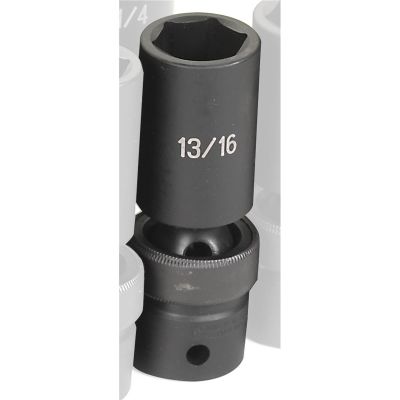 GRE2026UD image(0) - Grey Pneumatic 1/2" Drive x 13/16" Deep Universal Socket 6 Point - Black