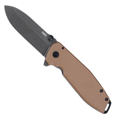 CRK2495B image(0) - CRKT (Columbia River Knife) Squid XM D2 Stonewash Plain Blade Assisted Folding Knife with Frame Lock G10 Handle - Brown