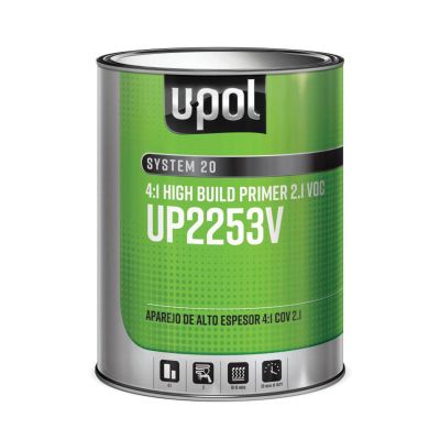 UPO2253V image(0) - U Pol Products SYSTEM 20 UP2253V High-Build 2K Multi-Purpose Primer, 1 gal Tin, Gray, 4:1 Mixing, High-Build