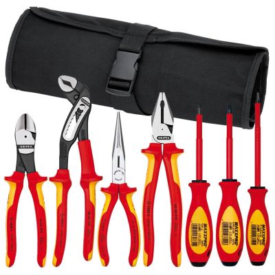KNP9K989825US image(1) - KNIPEX 7-Piece Pliers/Screwdriver Tool Set in a Nylon Pou