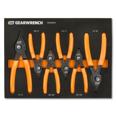 KDTGWMSSRP03 image(0) - GEARWRENCH 6 Piece Convertible Push Button Snap Ring Pliers Set in Foam Tray