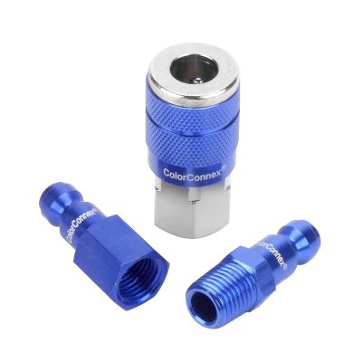 LEGA72452C image(0) - Legacy Manufacturing ColorConnex Coupler and Plug Kit, 3-Piece, Type C, 1/4" Body, 1/4" NPT, Blue