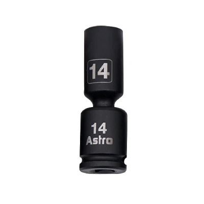 AST78344M05 image(0) - Astro Pneumatic 14mm 3/8 Inch Drive Mid-Length Pinless Universal Impact Socket - Metric