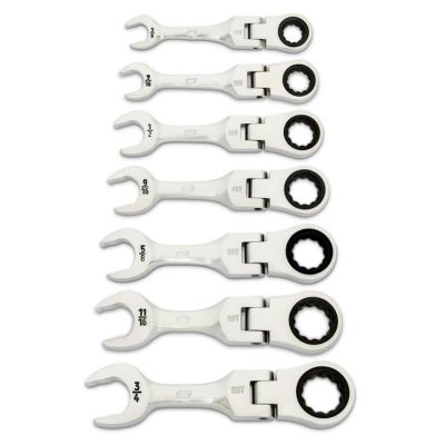 KDT86878 image(0) - Gearwrench 7 Piece 90-Tooth 12 Point SAE Stubby Flex Ratcheting Combination Wrench Set