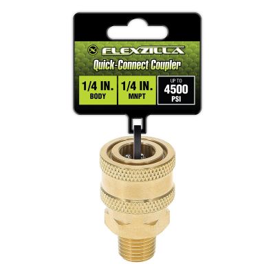 LEGPW3561 image(0) - Flexzilla Quick-Connect Coupler, 1/4" Body x 1/4" MNPT, Brass