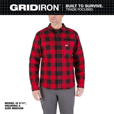 MLWM551R-2X image(0) - Milwaukee Tool GRIDIRON Flannel Shirt - Red - 2X