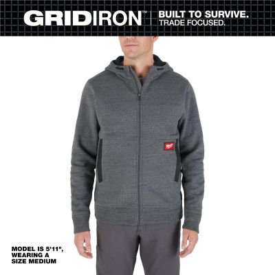 MLWM250G-2X image(0) - Milwaukee Tool GRIDIRON Full-Zip Hoodie- Gray- 2X