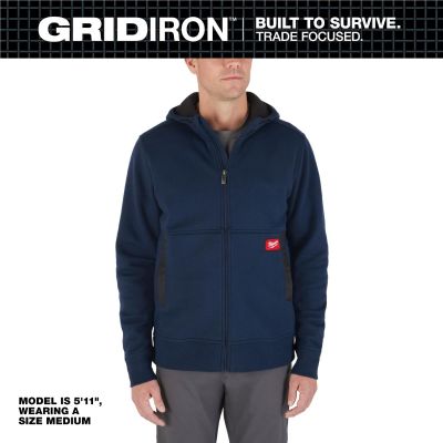MLWM250U-2X image(0) - Milwaukee Tool GRIDIRON Full-Zip Hoodie- Blue- 2X