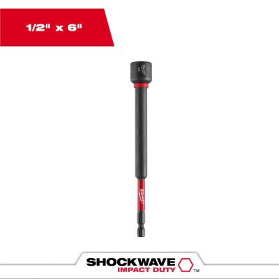 MLW49-66-4687 image(0) - Milwaukee Tool SHOCKWAVE Impact Duty 1/2 Inch x 6 Inch Magnetic Nut Driver Bulk 10