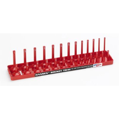 HNE3801 image(0) - Hansen Global 3/8 Inch Standard 2 Row Regular/Deep Socket Holder Tray - Red