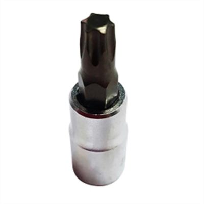 VIMPFS4T6 image(0) - VIM Tools T6 TORX, Gun Metal Gray Bit, Satin Chrome 1/4 Inch Square Drive Bit Holder