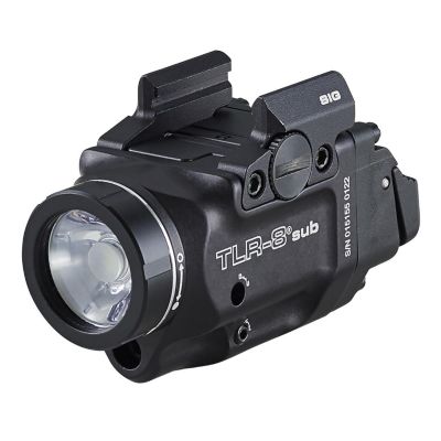 STL69417 image(0) - Streamlight TLR-8 X Sub (SIG SAUER P365/XL Closed Rail Systems*) - Includes High and Low Switches, (1) CR123A Lithium Battery, Multi-Tool, and Mounting Kit with Key - Box - Black