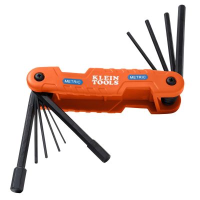 KLE70543 image(0) - Klein Tools Compact Folding Hex Key Set, 25-Key, SAE, Metric, TORX&reg; Sizes, 3-Piece