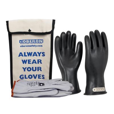 OBRGLVKT-BRC001112 image(0) - Oberon Glove Kit - Rubber Electrical - Class 00 - Length: 11" -  Rolled Cuff - Size: X-Large - 12