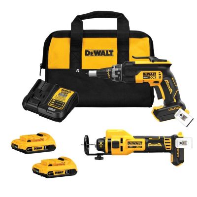 DWTDCK265D2 image(0) - DeWalt 20V MAX* XR Brushless Drywall Screwgun and Cut-Out Tool Combo Kit (2.0Ah)
