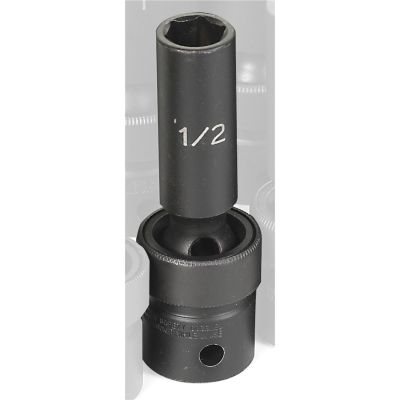 GRE2016UD image(0) - Grey Pneumatic 1/2" Drive x 1/2" Deep Universal Socket 6 Point - Black