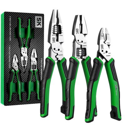 SKTSK01457 image(0) - S K Hand Tools 3 Piece Dual-Material Handle Multi-Use Pliers Set.  Packaged in EVA Foam tray