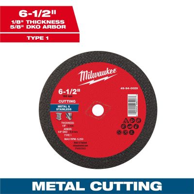 MLW49-94-0029 image(0) - Milwaukee Tool 6-1/2" x 1/8" x 5/8" DKO Metal Cut Off Wheel -Type 1