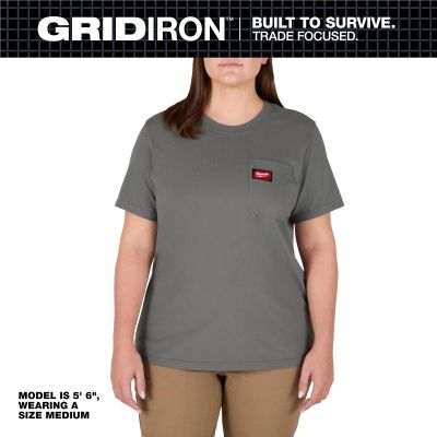 MLWF451G-S image(0) - Milwaukee Tool Women's GRIDIRON Pocket T-Shirt - Short Sleeve -  Gray -  S