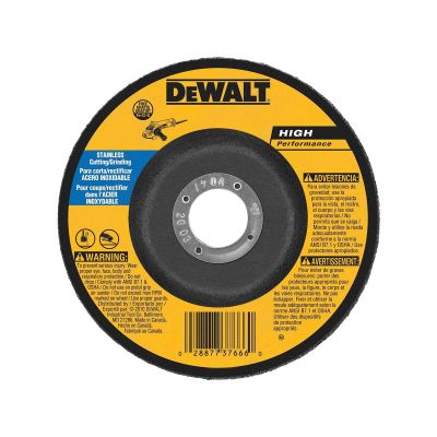 DWTDW8454 image(0) - DEWALT 4" x 1/4" x 5/8" Stainless Steel Grinding Wheel HP