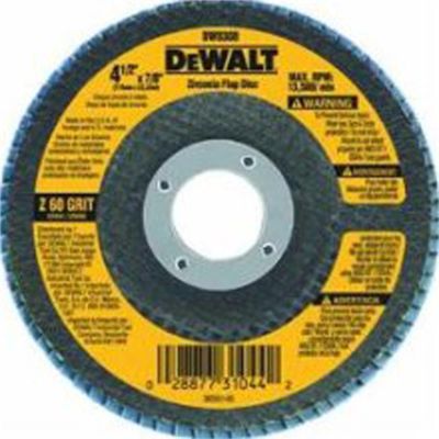 DWTDW8308 image(0) - DeWalt 4-1/2-in. (115mm) 60 Grit Zirconia Flap Disc