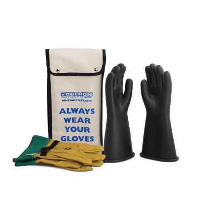 OBRGLVKT-BRC1-1411 image(0) - Oberon Glove Kit - Rubber Electrical - Class 1 - Length: 14" -  Rolled Cuff - Size: X-Large - 11