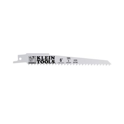KLE31716 image(0) - Klein Tools Reciprocating Saw Blades, 6 TPI, 6-Inch, 5-Pack
