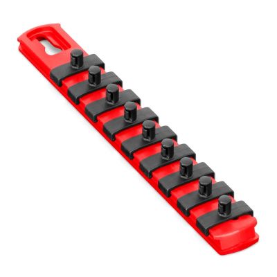 ERN8410 image(0) - Ernst Mfg. 8&rdquo; Socket Organizer and 9 Socket Clips - Red - 1/4&rdquo;