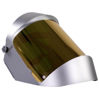 OBR2156AFR500 image(0) - OBERON Face Shield with Ratcheting Headgear - Heat Reflective - Window: Dark Green Gold Anti-Fog  - With Lower Crown and Shield Extender