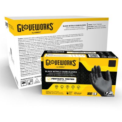 AMXGWBEN46100 image(0) - Gloveworks Black Nitrile PF Exam LG Gloves