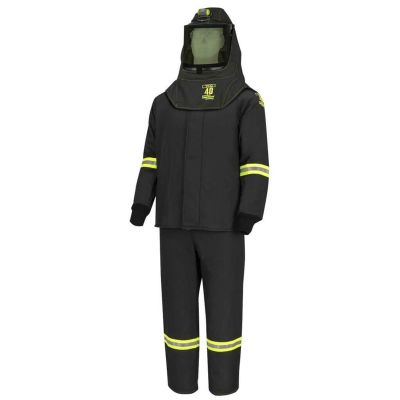 OBRTCG4B-EL-3XL image(0) - OBERON Suit Kit - Arc Flash - 40 Cal TCG - Comes with Hood, Coat and Bib Coveralls - with EZ Lift - Color: Black - Size: 3XL