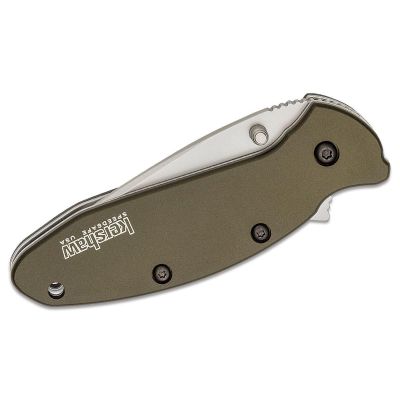 KER1620OL image(1) - Kershaw Scallion Assisted Open Inset Liner Lock Drop Point Blade EDC Folding Pocket Knife - Olive