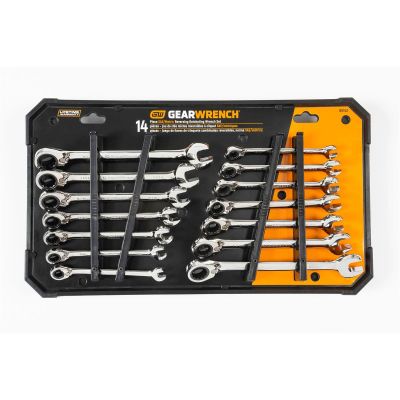 KDT85142 image(0) - GearWrench 14 Piece 72-Tooth 12 Point Reversible Ratcheting Combination SAE/Metric Wrench Set