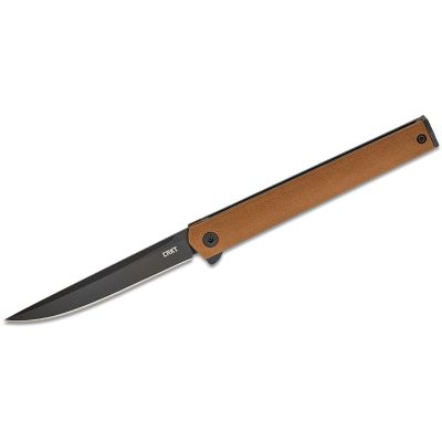 CRK7097DK image(0) - CRKT (Columbia River Knife) CEO AUS 8 EDP Plain Blade Folding Knife with Liner Lock Glass-Reinforced Nylon Handle - Desert Tan/Brown