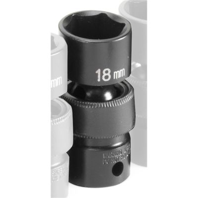 GRE1018UM image(0) - Grey Pneumatic 3/8" Drive x 18mm Standard Universal Socket