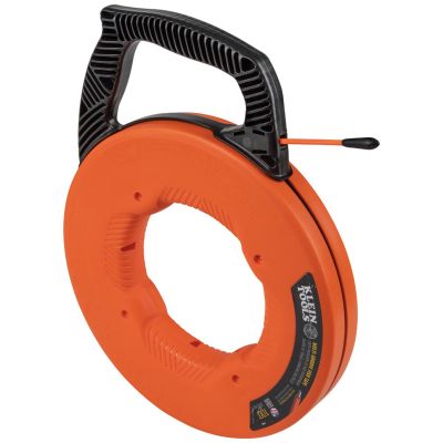 KLE56380 image(0) - Klein Tools Multi-Groove Fiberglass Fish Tape with Spiral Steel Leader, 100-Foot