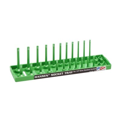 HNE1403 image(0) - Hansen Global 1/4 Inch Standard 2 Row Regular/Deep Socket Holder Tray - Green