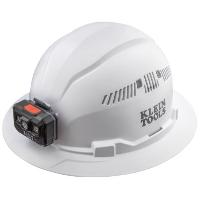 KLE60406RL image(0) - Klein Tools Hard Hat, Non-Vented, Full Brim with Rechargeable Headlamp, White