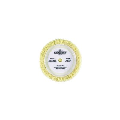 BUF7502G image(0) - Buff And Shine 7502G Buffing Grip Pad, 7-1/2 in Dia, Hook and Loop Attachment, 100% Twisted Wool Pad, Beige