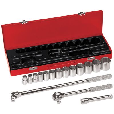 KLE65512 image(0) - Klein Tools 1/2-Inch Drive Socket Wrench Set, 16-Piece