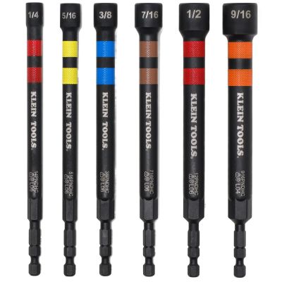 KLE32940 image(0) - Klein Tools Magnetic Hollow Color-Coded Power Nut Drivers Set, 6-Piece