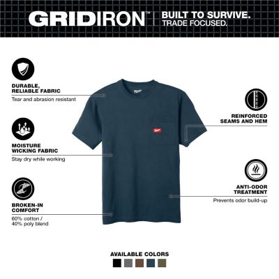 MLW605BL-L image(1) - Milwaukee Tool GRIDIRON Pocket T-Shirt - Short Sleeve Blue L