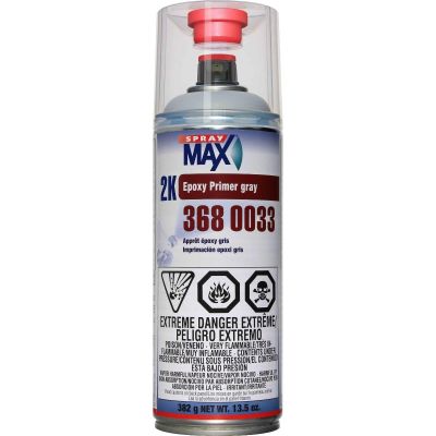 SMX3680033 image(0) - SprayMax Epoxy Primer 2K Coverage 1.2 to 2.4 Square Foot per Gallon - 13.3 Ounce Aerosol Can - Matte Gray