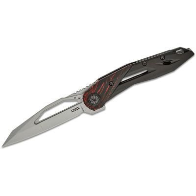CRK5702 image(0) - CRKT (Columbia River Knife) Nucleus 12C27 Bead Blast Plain Blade Folding Knife with Frame Lock Stainless Steel w/G10 Overlay Handle - Black/Red
