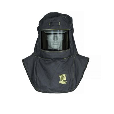 OBRTCG100-A5HVSL image(0) - OBERON Hood with A5 Hard Hat Adapters - Arc Flash - 100 Cal TCG - With Fresh Air Arc Flash Hood Ventilation System & Light - Color: Black - Window: True Color Grey (TCG)